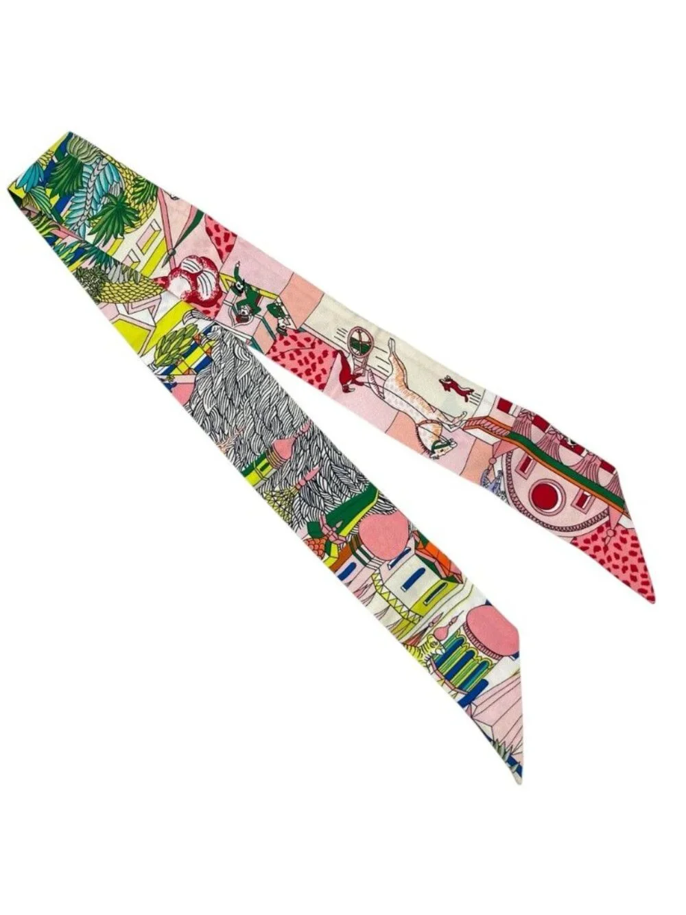 Hermes Animapolis Twilly Ribbon Scarf Multicolor